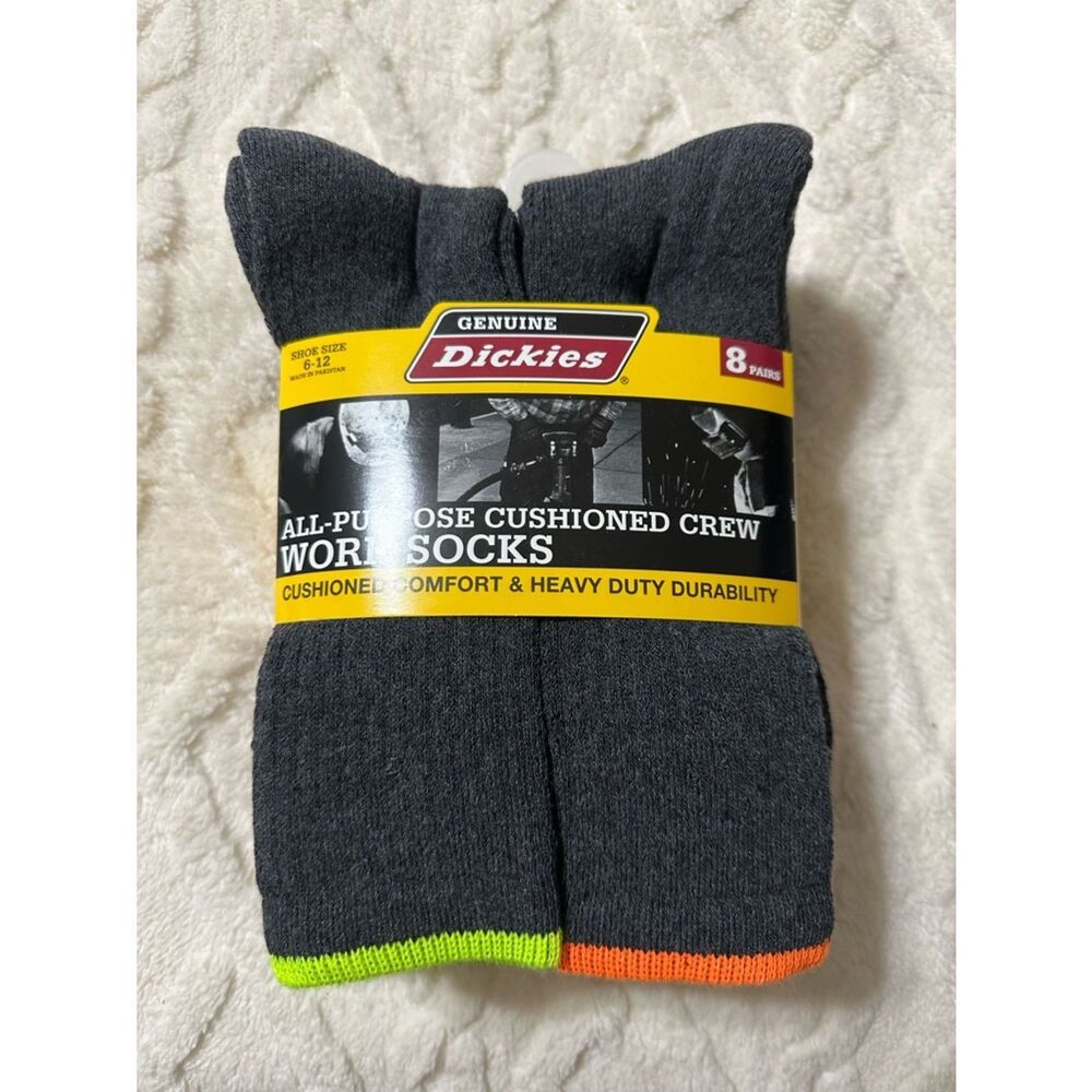 Dickies Black Gray Full Cushioned Soft Cotton Blend Work Socks